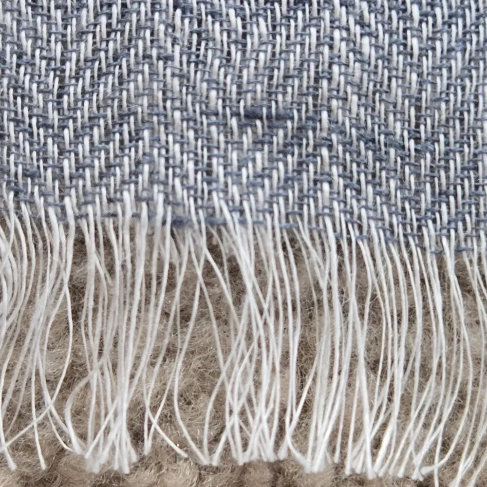 NWOT McNutt Linen Herringbone Scarf Grey Blue